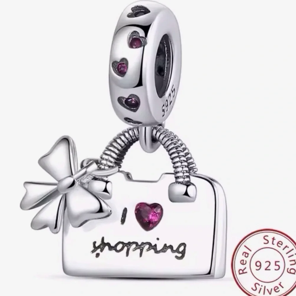 Bracelet Charm Purse I Love Shopping Sterling Silver